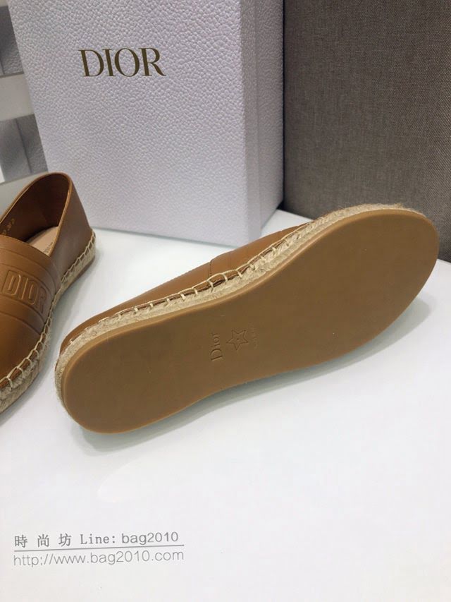 DIOR女鞋 迪奧2021專櫃新款Granville草編漁夫鞋 Dior字母logo平底懶人鞋  naq1534